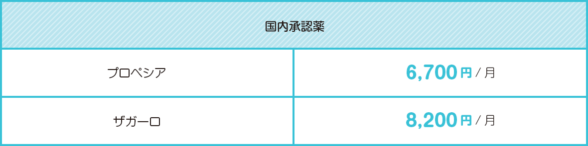 男性薄毛治療料金